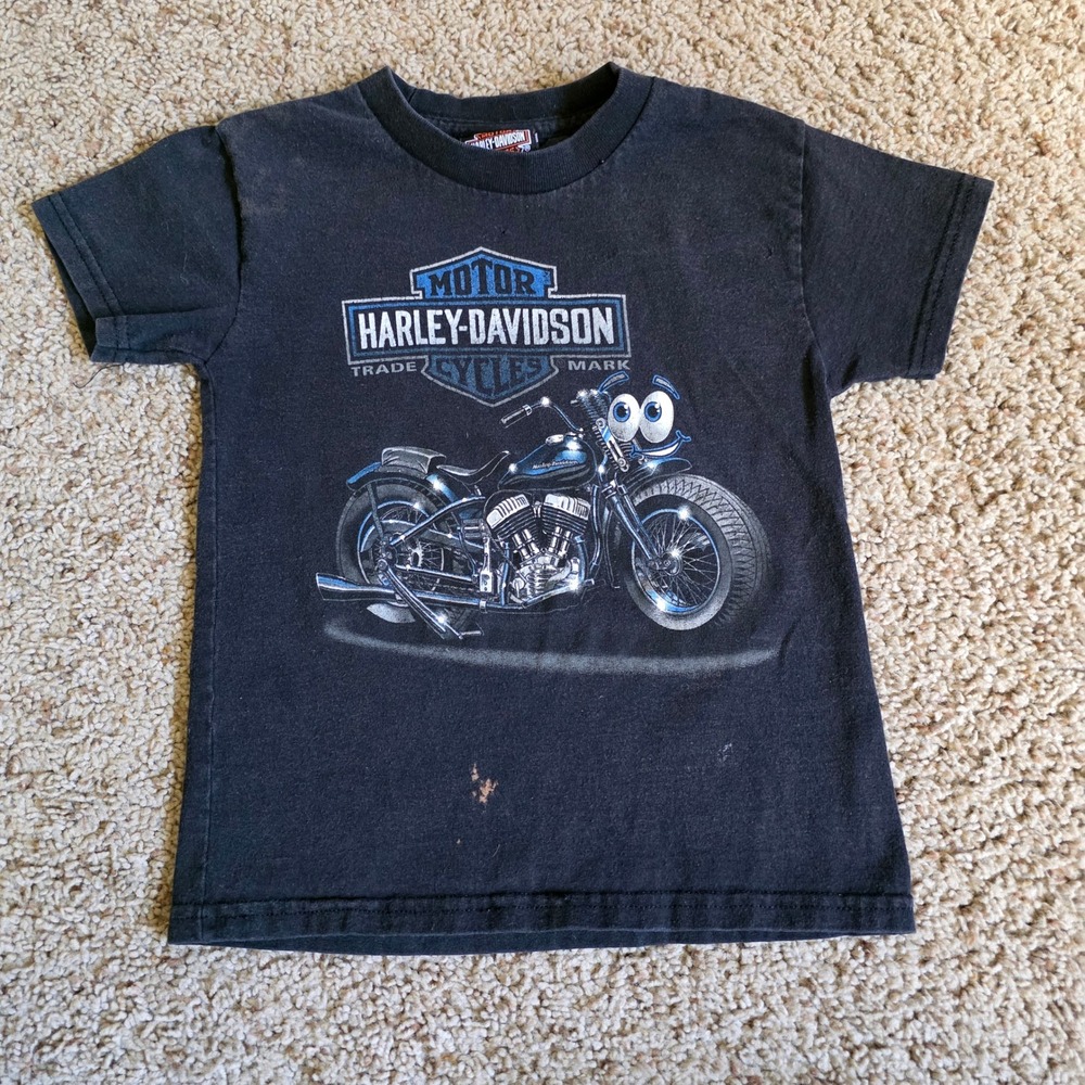 Harley-Davidson Kids T-Shirt XS 2-4 Black Horny Toad Temple Texas Biker Graphic